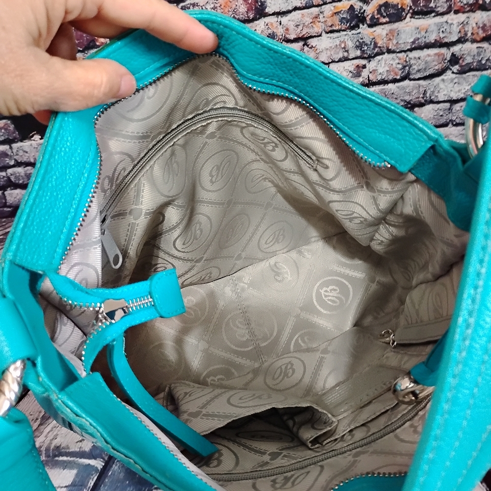 Brighton Cher Shoulder Bag in Teal Croc Embossed Leather Handbag Purse  OBO - Picture 11 of 14
